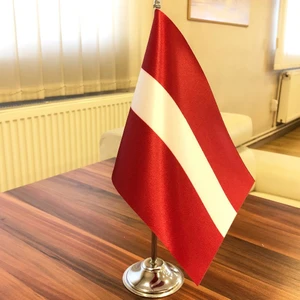 Fors Bayrak Letonya Masa Bayrağı Krom Direkli Tekli Bayrak