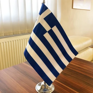 Fors Bayrak Yunanistan Masa Bayrağı Krom Direkli Tekli Bayrak