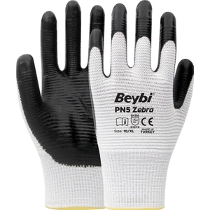 Pn5 Zebra (Siyah-Beyaz) Polyester Örme Nitril Iş Eldiveni