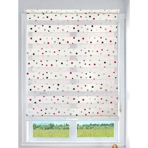 Asy Home Kırmızı & Siyah Puanlı Etek Dilimli Zebra Perde