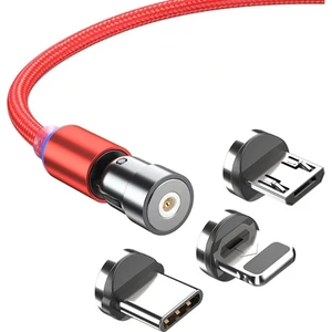 540 Dönebilen Mıknatıslı USB Şarj Kablosu 3 Başlık（Lightning + Type-C + Micro 2 mt AL-33573