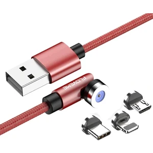 Floveme 540 Dönebilen Mıknatıslı USB Şarj Kablosu 3 Başlık（Lightning + Type-C + Micro 1 mt AL-33617
