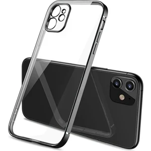 Apple iPhone 12 6.1 Metal Görünümlü Darbeye Dayanıklı Silikon Kılıf AL-33857