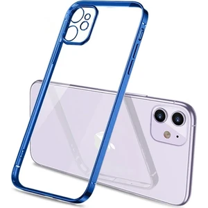 Apple iPhone 12 6.1 Metal Görünümlü Darbeye Dayanıklı Silikon Kılıf AL-33857