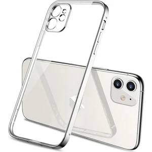 Apple iPhone 12 6.1 Metal Görünümlü Darbeye Dayanıklı Silikon Kılıf AL-33857