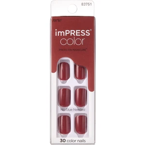 İmpress Color Kendinden Yapışkanlı Takma Tırnak Kısa Parlak Bordo