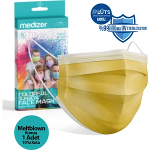 Sarı Meltblown Kumaş Full Ultrasonik 3 Katlı Cerrahi Maske - Burun Telli