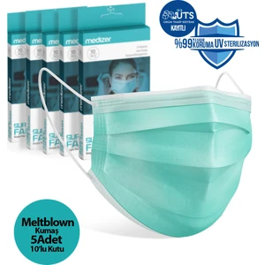 Cerrahi Yeşil Meltblown Kumaş Full Ultrasonik 3 Katlı Cerrahi Maske - Burun Telli