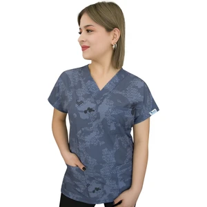 Nur Ortopedi Lacivert Harita Hemşire Doktor Hastane Aşçı Forma Üst