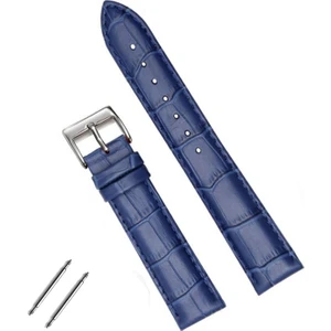 Saat Uyumlu Croco Baskılı Lacivert Renk Deri Saat Kordonu Kayışı