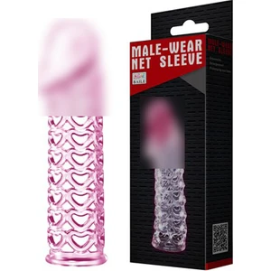 Net Sleeve Silikon Penis Kılıfı Uzatmalı Prezervatif Dildo Pembe