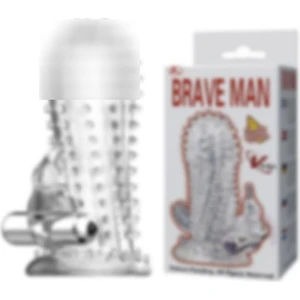 Güçlü Titreşimli Penis Kılıfı Klitoral Vibratör 14 cm Şeffaf Dildo