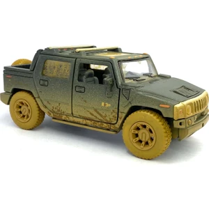 2005 Hummer H2 Sut (Çamur Desenli) -  Çek Bırak 5inch. Lisanslı Model Araba, Oyuncak Araba 1:40