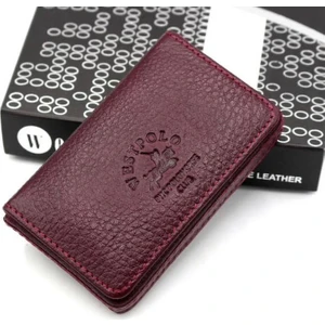 Paul Brand West Polo Bordo  Deri Mıknatıs Kapaklı Erkek Kartlık WPM1022