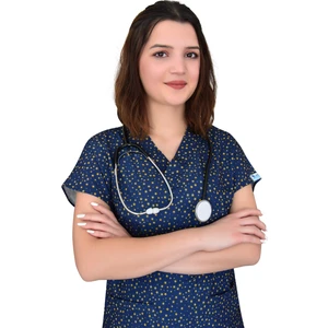 Nur Ortopedi Yıldız Desenli Doktor Hemşire Hastane Cerrahi Üst Forma Greys