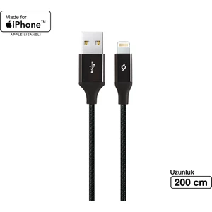 AlumiCable XL Lightning Kablo Lisanslı Siyah 2M 2DKM03S