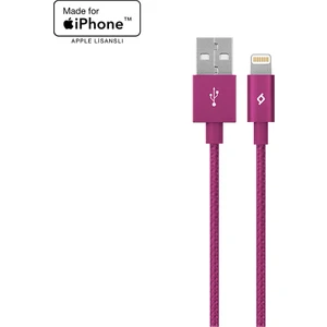 AlumiCable MFI Apple Lightning Şarj Kablosu Pembe
