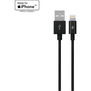 AlumiCable MFI Apple Lightning Şarj Kablosu Siyah