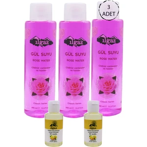 %100 Doğal Gül Suyu 3X400 ml Saf Gül Suyu Kolonya Seti