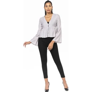 Disentis Modest Ispanyol Kol Önden Düğmeli Gri Kısa Bolero