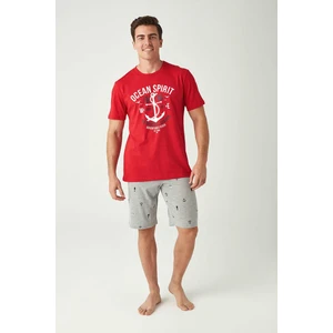 Mod Collection Erkek Kırmızı T-Shirt Şort Takım