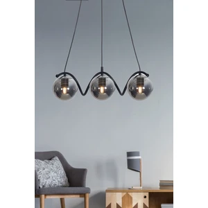 Nora  3 Lü Siyah-Krom Metal Gövde Füme Camlı Tasarım Lüx Avize