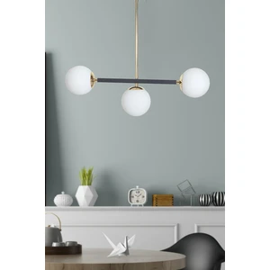 Optik  3 Lü Gold-Siyah Metal Gövde Beyaz Camlı  Tasarım Lüx  Sarkıt Avize