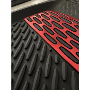 Team Car  2021 Model Toyota Corolla Için 3D Havuzlu Tip Universal Paspas - Kırmızı Kromajlı