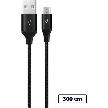 Ttec AlumiCable XXL Micro USB Kablo Siyah 3M