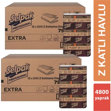 Selpak Extra Z Katlama Dispenser Havlu 200'LÜ 24 Paket  21.5 x 24 cm 2