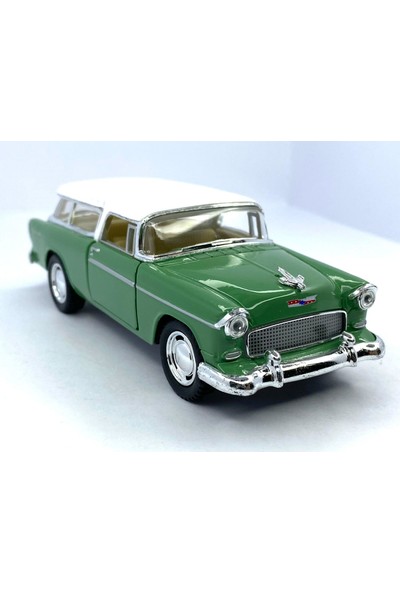 Kinsmart 1955 Chevy Nomad (Renkli Tavan) Çek Bırak 5inch. Lisanslı Model Araba, Oyuncak Araba 1:40