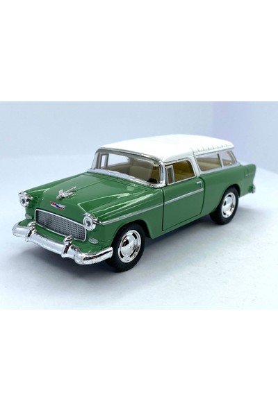 Kinsmart 1955 Chevy Nomad (Renkli Tavan) Çek Bırak 5inch. Lisanslı Model Araba, Oyuncak Araba 1:40