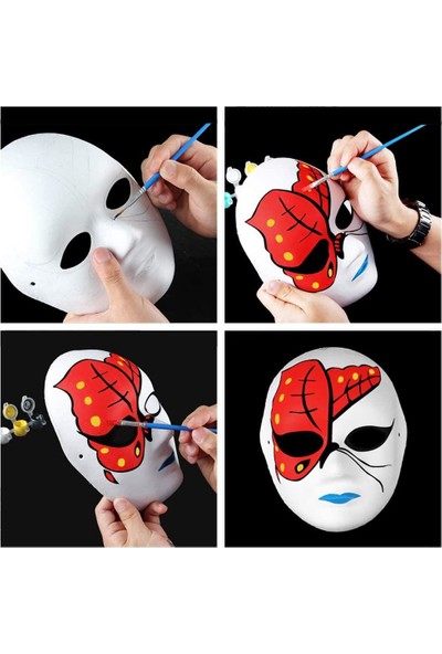 Hobialem Karton Maske, Boyanabilir, Eğitici Maske Boyama, Etkinlik ve Hobi Maskesi 30'lu