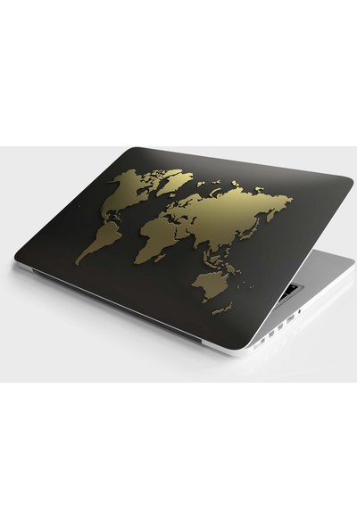 Jasmin2020 Laptop Sticker Notebook Kaplama Etiketi Dünya Haritası Gold