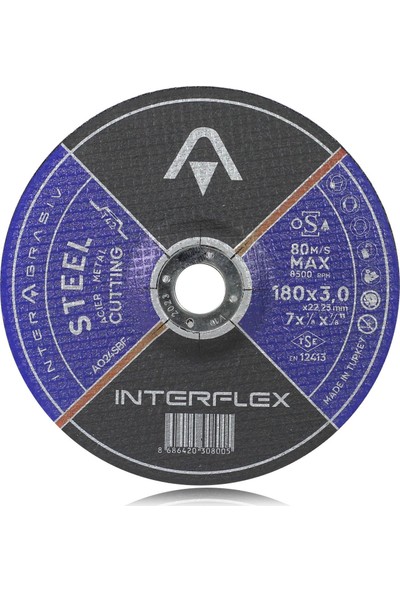 Interflex Inox Metal Kesici Taş Disk 180 X3.0 mm 3 Adet