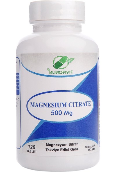 Yurdavit Set 120 Tablet Magnezyum Sitrat 500 Mg Magnesium Citrate Çinko Glukonat Zinc Gluconate