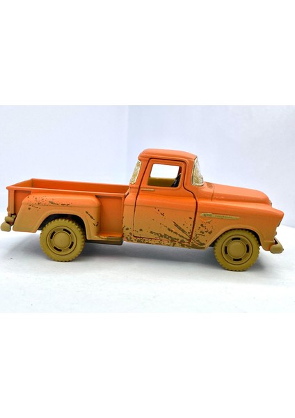 1955 Chevy Stepside Pick - Up (Çamurlu) - Çek Bırak 5inch. Lisanslı Model Araba, Oyuncak Araba 1:32