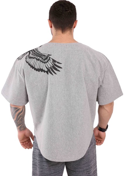 Gri Oversize Antrenman Tişörtü Rag Top Big Sam 3241