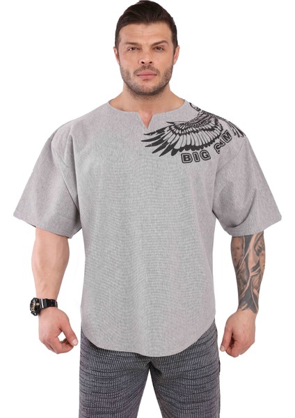 Gri Oversize Antrenman Tişörtü Rag Top Big Sam 3241