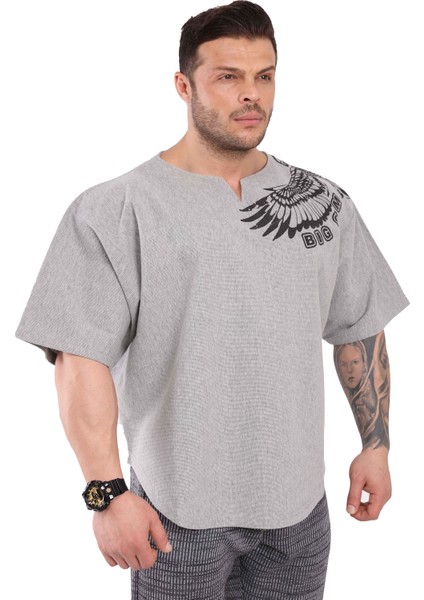 Gri Oversize Antrenman Tişörtü Rag Top Big Sam 3241 modelleri