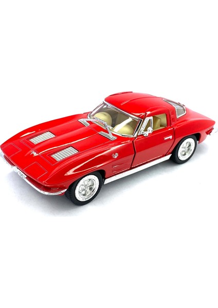 1963 Corvette Sting Ray - Çek Bırak 5inch. Lisanslı Model Araba, Oyuncak Araba 1:36