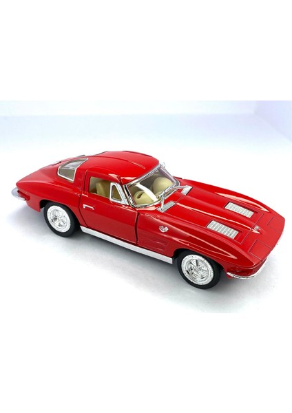 1963 Corvette Sting Ray - Çek Bırak 5inch. Lisanslı Model Araba, Oyuncak Araba 1:36 modelleri
