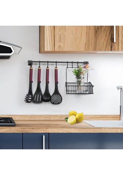 Ferforje Sepet Duvar Rayı 6 Kancalı Askılık Siyah modelleri
