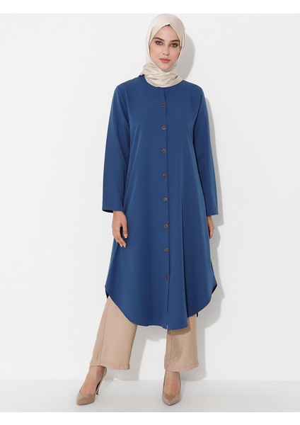 Boydan Düğmeli Tunik Indigo