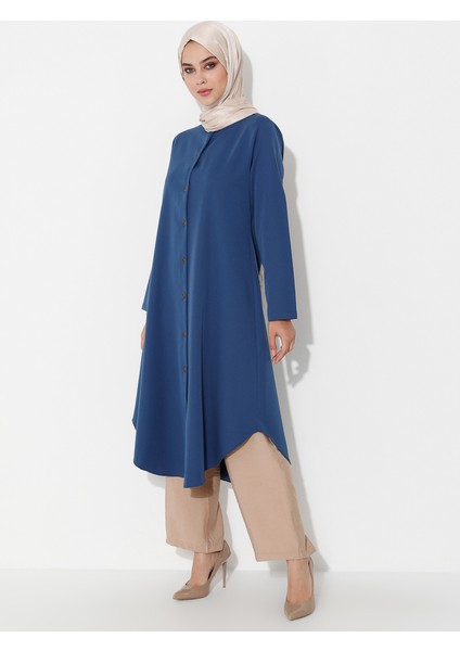 Boydan Düğmeli Tunik Indigo
