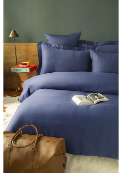 İssimo Simply Lacivert Saten Fitted Set 160*200/50*70(2)