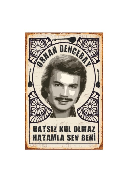 Orhan Gencebay Arabeskin Kralları Serisi Retro Ahşap Poster