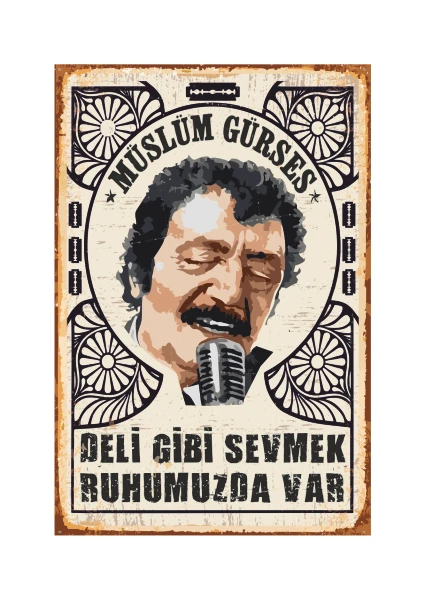 Hayat Poster Müslüm Gürses Arabeskin Kralları Serisi Retro Vintage Ahşap Poster