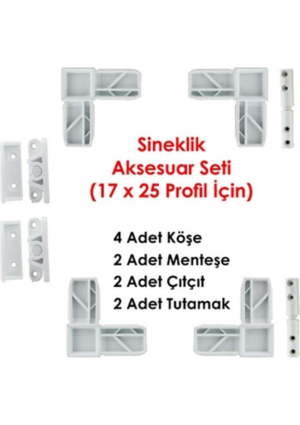 Flaş Group Beyaz Sineklik Aksesuar Set 10 Adet Kapı Pencere Sineklik Aksesuar Set Sineklik Tamirat