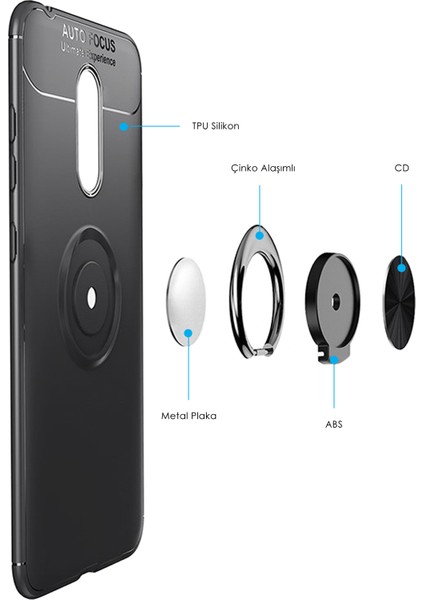Xiaomi Poco X2 Kılıf Selfie Yüzüklü Esnek Silikon Rvl